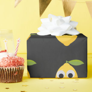 Lemon Character, sweet fruit with googly eyes   Wrapping Paper
