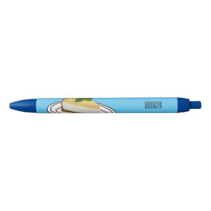 Lemon cheesecake cartoon illustration black ink pen