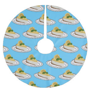 Lemon cheesecake cartoon illustration brushed polyester tree skirt