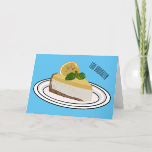 Lemon cheesecake cartoon illustration card
