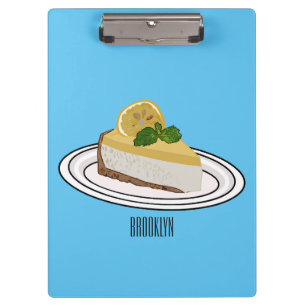 Lemon cheesecake cartoon illustration clipboard