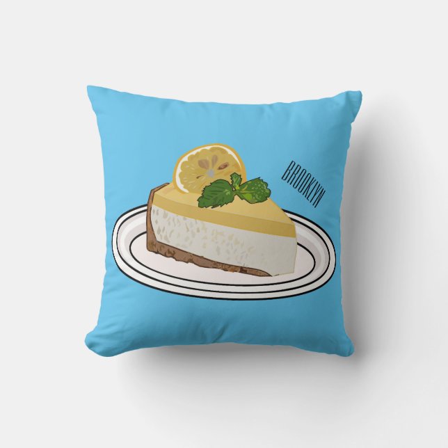 Lemon cheesecake cartoon illustration  cushion (Front)