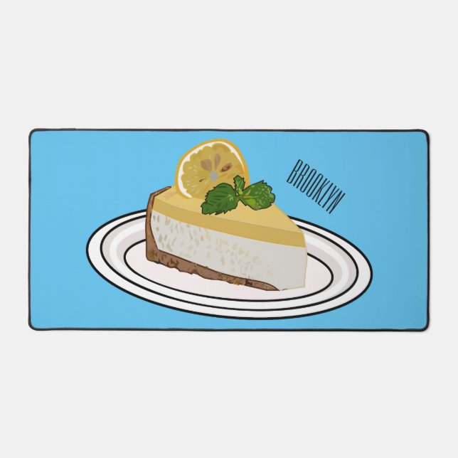 Lemon cheesecake cartoon illustration  desk mat (Front)