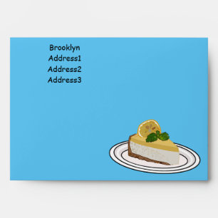 Lemon cheesecake cartoon illustration envelope