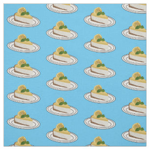 Lemon cheesecake cartoon illustration  fabric