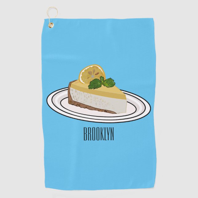 Lemon cheesecake cartoon illustration  golf towel (Front)