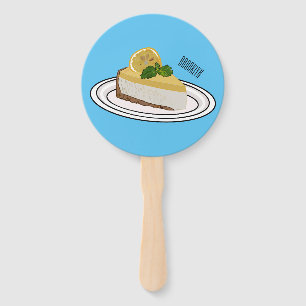 Lemon cheesecake cartoon illustration  hand fan