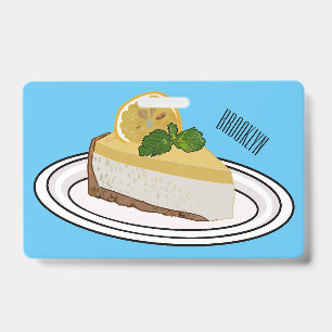 Lemon cheesecake cartoon illustration  ID badge