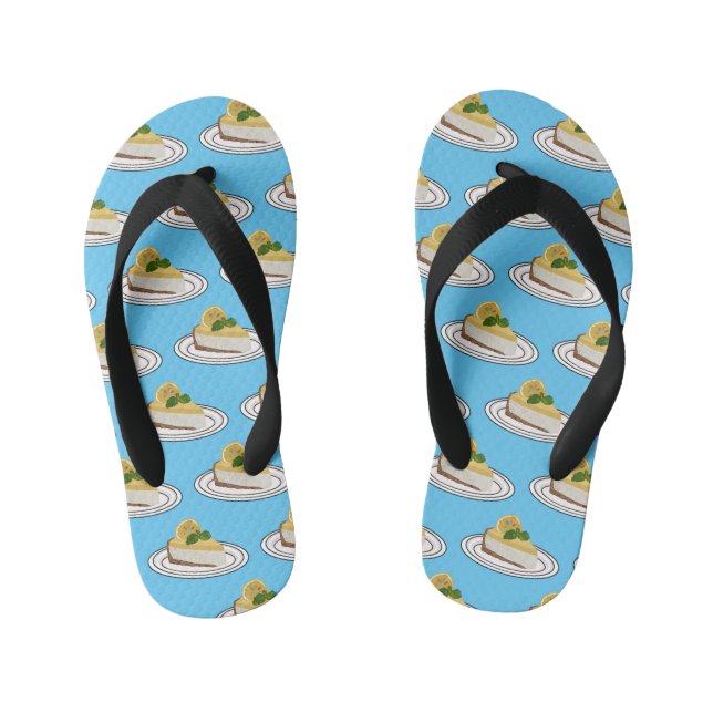 Lemon cheesecake cartoon illustration  kid's jandals (Footbed)