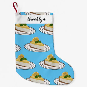 Lemon cheesecake cartoon illustration small christmas stocking