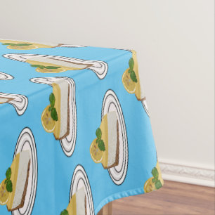 Lemon cheesecake cartoon illustration  tablecloth