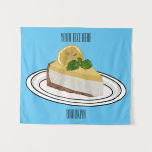 Lemon cheesecake cartoon illustration tapestry