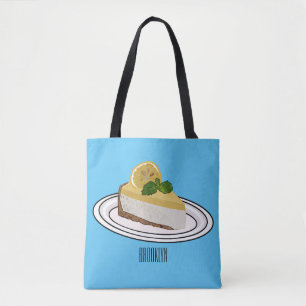 Lemon cheesecake cartoon illustration tote bag