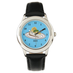 Lemon cheesecake cartoon illustration watch