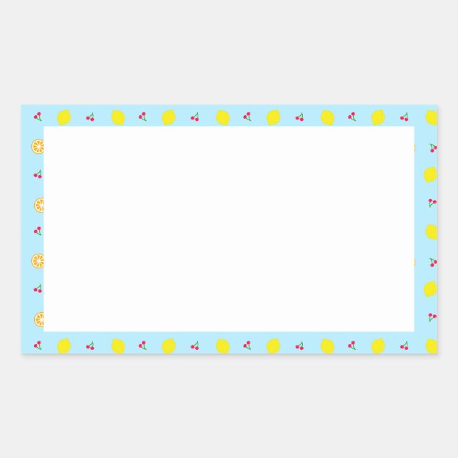 Lemon & Cherry (Blue) Rectangular Sticker (Front)