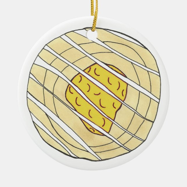 Lemon Cherry Danishes Breakfast Sweet Pastry Ceramic Tree Decoration (Front)