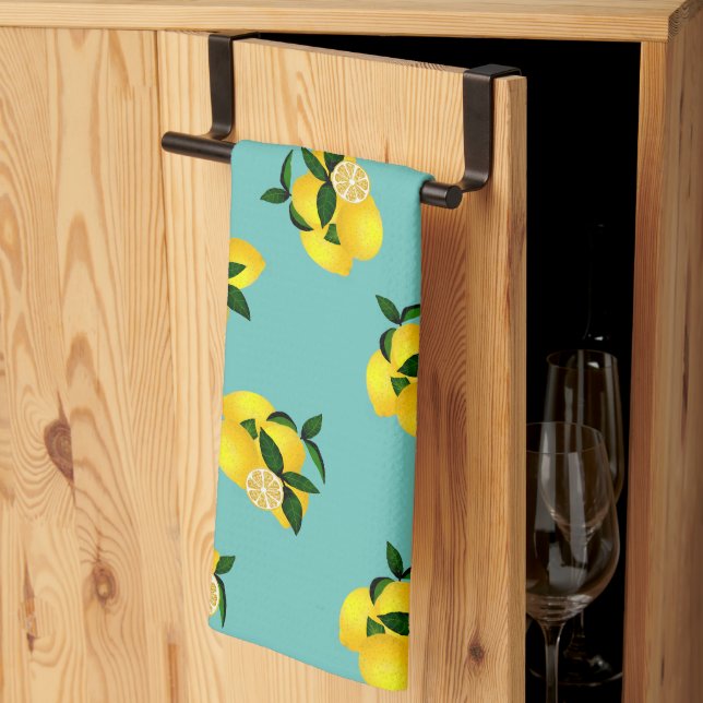 Lemon Chic Aqua Tea Towel (Thirds Fold)