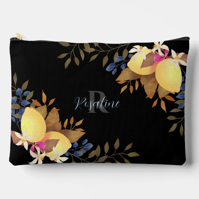Lemon Chic Black Monogram  Accessory Pouch (Front)