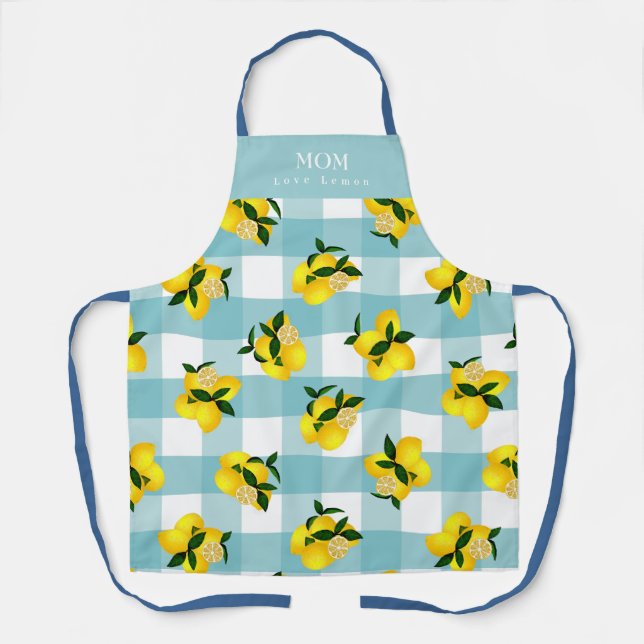 Lemon Chic Blue Gingham Apron (Front)