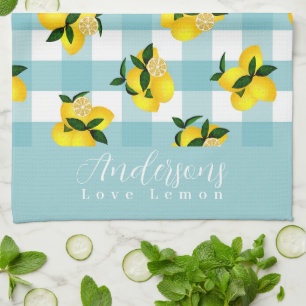 Lemon Chic Blue Gingham Tea Towel