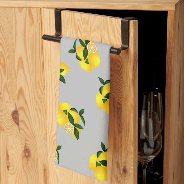 Lemon Chic Grey Tea Towel (Thirds Fold)