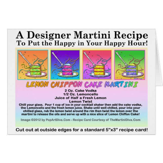 Lemon Chiffon Cake Martini Recipe Greeting Card (Front Horizontal)