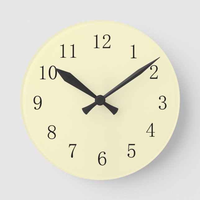Lemon Chiffon Pastel Yellow Kitchen Wall Clock (Front)