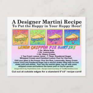Lemon Chiffon Pie Martini Recipe Card Postcard