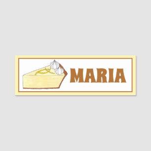 Lemon Chiffon Pie Slice Diner Restaurant Bakery  Name Tag