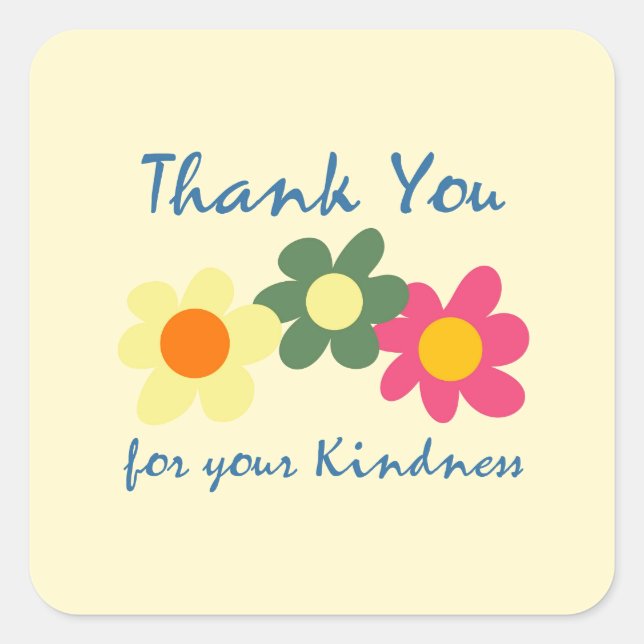 Lemon Chiffon Thank You Flower Square Sticker (Front)