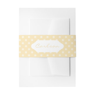 Lemon chiffon yellow polka dots belly band invitation belly band