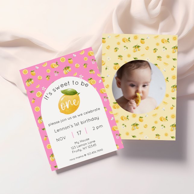 Lemon Citrus 1st Birthday Photo Invitation (Creator Uploaded)