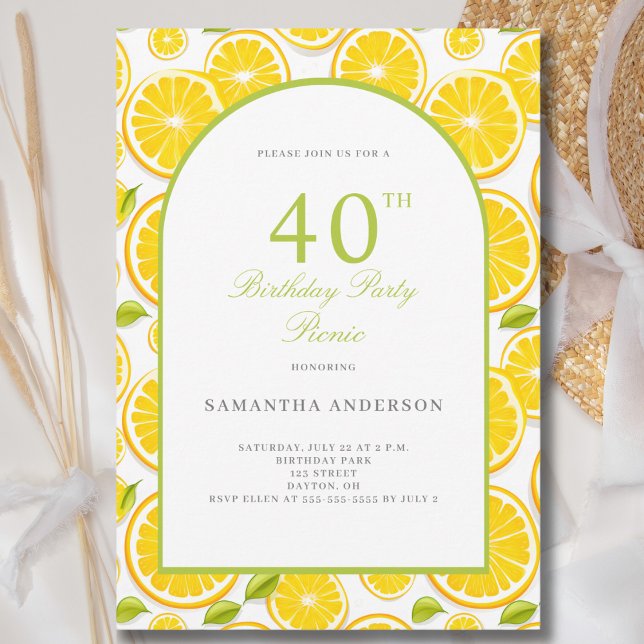Lemon Citrus 40th Birthday Party Invitation (Creator Uploaded)
