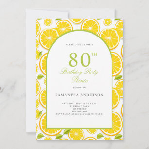 Lemon Citrus 80th Birthday Invitation