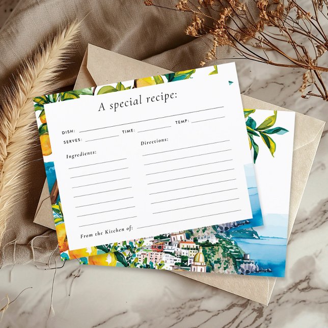 Lemon Citrus Amalfi Bridal Shower Recipe Card (Creator Uploaded)