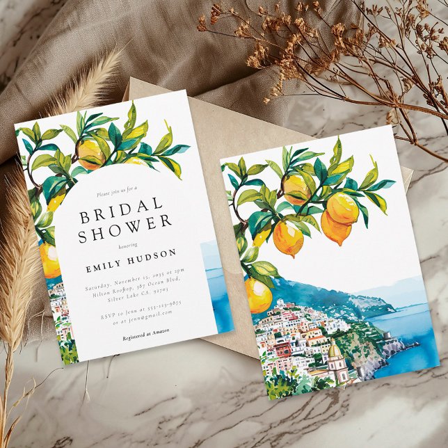 Lemon Citrus Amalfi Coast Bridal Shower Invitation (Creator Uploaded)