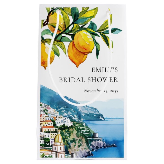 Lemon Citrus Amalfi Coast Bridal Shower Small Gift Bag (Front)