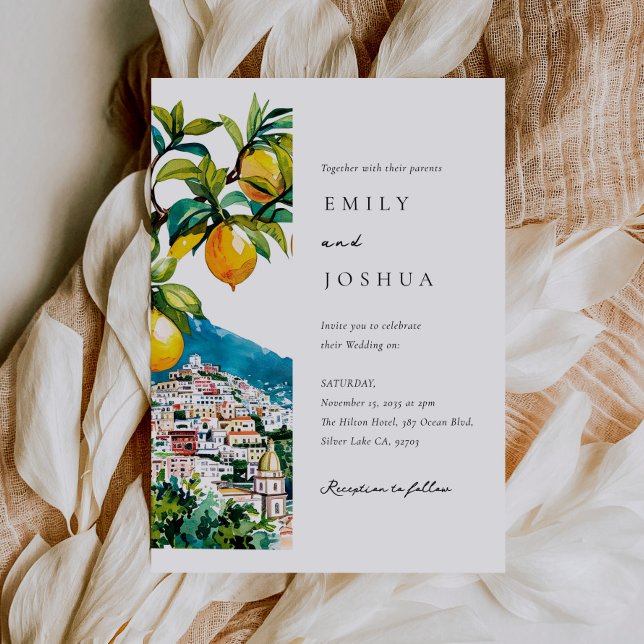 Lemon Citrus Amalfi Coast Italian Wedding Invitation (Creator Uploaded)