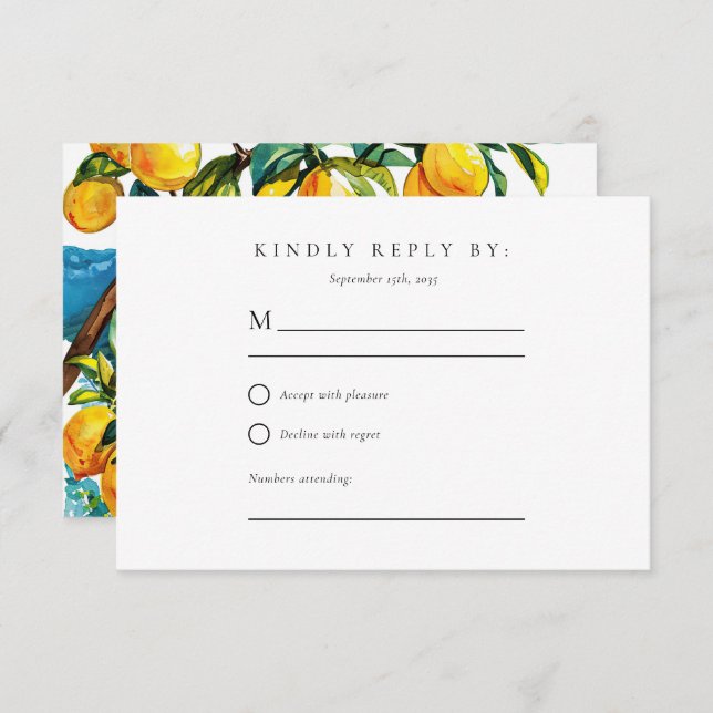 Lemon Citrus Amalfi Coast Wedding RSVP (Front/Back)