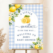 Lemon Citrus Baby Shower Boy Blue Welcome