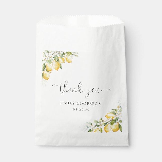 Lemon Citrus Baby Shower Favour Bag (Front)