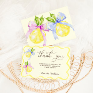 Lemon Citrus Baby Shower Gender Reveal  Thank You Card
