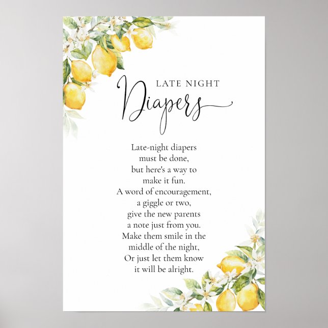 Lemon Citrus Baby Shower Poster (Front)