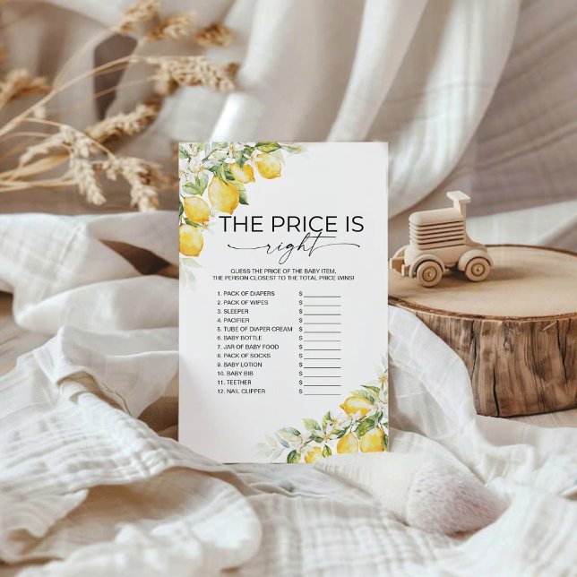 Lemon Citrus Baby Shower The Price Is Right Game (Creator Uploaded)