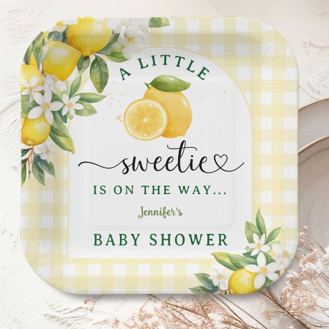 Lemon Citrus Baby Shower Yellow Paper Plate (Creator Uploaded)
