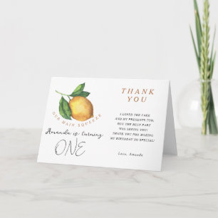 Lemon citrus birthday party thank you card