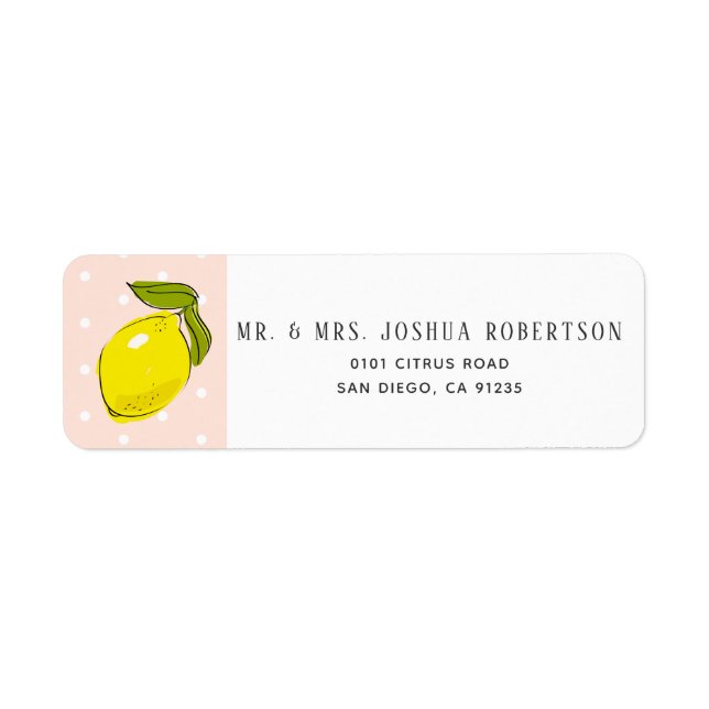 Lemon Citrus Blush Pink Polka Dots Address (Front)