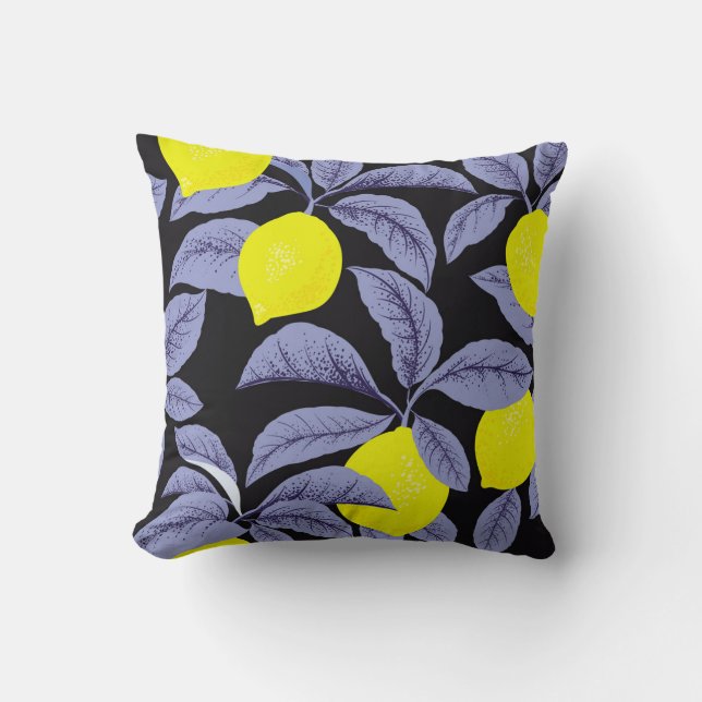 Lemon citrus, botanical vintage design. cushion (Front)