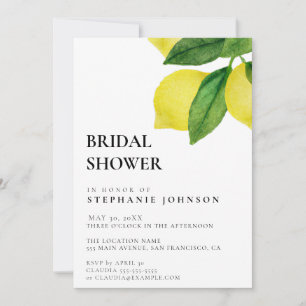 Lemon Citrus Branch Greenery Bridal Shower    Invitation