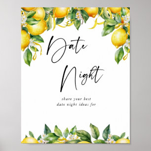 Lemon Citrus bridal shower Date Jar Game Poster